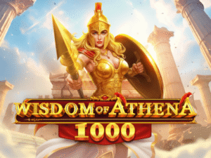 Wisdom of Athena 1000 游戏画面，雅典娜女神主题老虎机，拥有 1000 倍倍率和免费游戏功能。